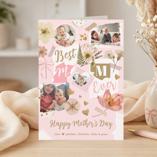 Best Mom Ever Mother's Day Scrapbook Photo Collage カード