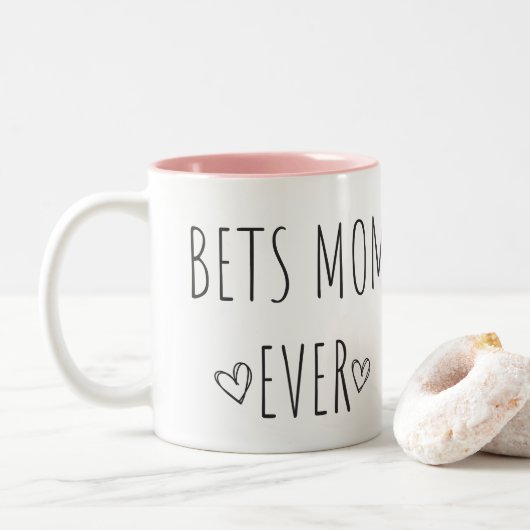Best MOM Ever Personalized ツートーンマグカップ (ドーナツ)