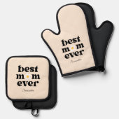 Best Mom Ever Personalized 鍋つかみ&鍋敷きセット (正面/裏面)