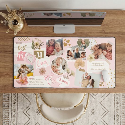 Best Mom Ever Personalized Scrapbook Photo Collage デスクマット
