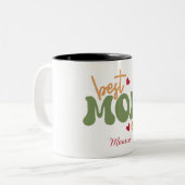 Best Mom Ever Personalized Script Name Mug ツートーンマグカップ (正面左)