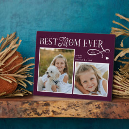 Best Mom Ever Photo Heart Mothers Day Burgundy フォトプラーク