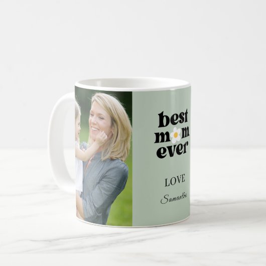  Best Mom Ever Photo Sage Green Mother's Day コーヒーマグカップ (正面左)