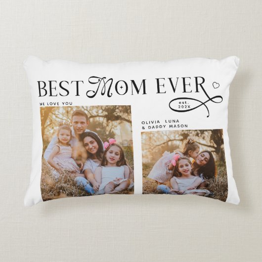 Best Mom Ever Photos Heart Mothers Day Gifts  アクセントクッション (正面)