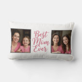 Best Mom Ever Pink Script 2 Photo Keepsake ランバークッション (裏面)