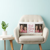 Best Mom Ever Pink Script 2 Photo Keepsake ランバークッション (椅子)