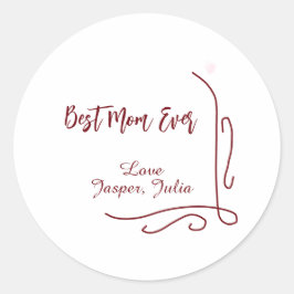 Best mom ever red love Spanish border stylish  ラウンドシール