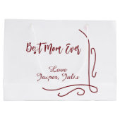 Best mom ever red love Spanish border stylish  ラージペーパーバッグ (裏面)