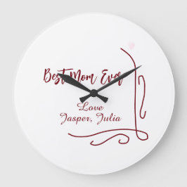 Best mom ever red love Spanish border stylish  ラージ壁時計