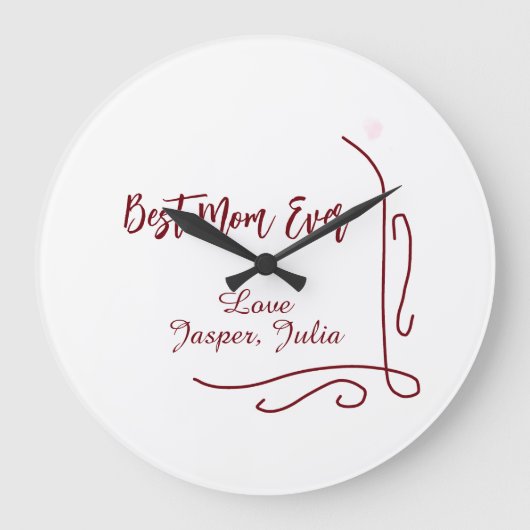 Best mom ever red love Spanish border stylish  ラージ壁時計 (正面)