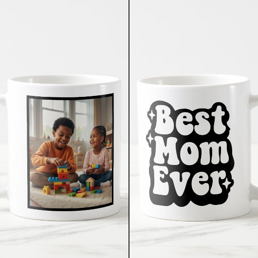 Best Mom Ever Retro Groovy 1 Photo Keepsake コーヒーマグカップ