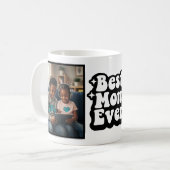 Best Mom Ever Retro Groovy 2 Photo Keepsake コーヒーマグカップ (正面左)