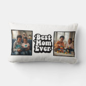 Best Mom Ever Retro Groovy 2 Photo Keepsake ランバークッション (裏面)