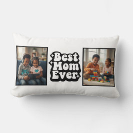 Best Mom Ever Retro Groovy 2 Photo Keepsake ランバークッション