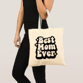 Best Mom Ever Retro Groovy 4 Photo Collage トートバッグ (正面(商品))