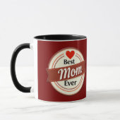 Best Mom Ever Retro Ribbon Emblem マグカップ (左)