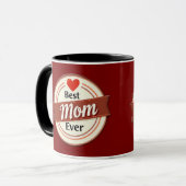 Best Mom Ever Retro Ribbon Emblem マグカップ (正面左)