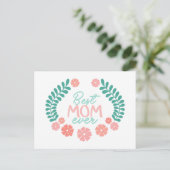 Best mom ever text in floral frame ポストカード (スタンド正面)