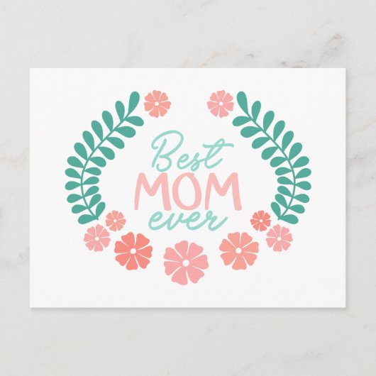 Best mom ever text in floral frame ポストカード (正面)