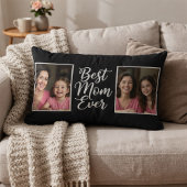 Best Mom Ever Then & Now Custom 2 Photo Keepsake ランバークッション