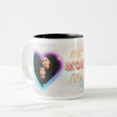 Best Mom Ever Two Photo Collage Neon Glow Ceramic  ツートーンマグカップ (正面左)