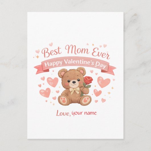 Best Mom Ever Valentine Heart Postcard ポストカード (正面)