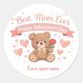 Best Mom Ever Valentine Heart Postcard ラウンドシール
