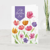  Best Mom Ever Watercolor Flowers Mother's Day カード (正面)