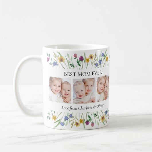 Best Mom Ever Wildflower Photo Mother's Day コーヒーマグカップ (左)