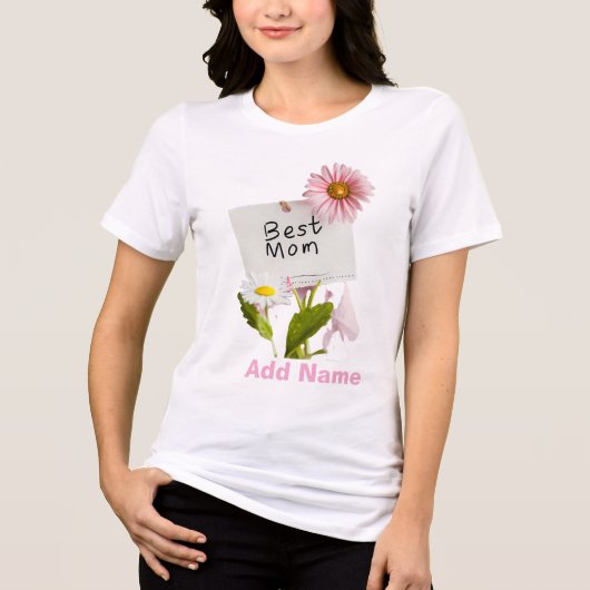 Best Mom Floral Pink Daisy Mother's Day Gift  トライブレンドＴシャツ (正面)