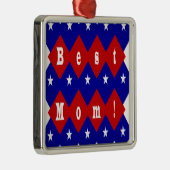 Best Mom in Patriotic Diamond Shape メタルオーナメント (右)
