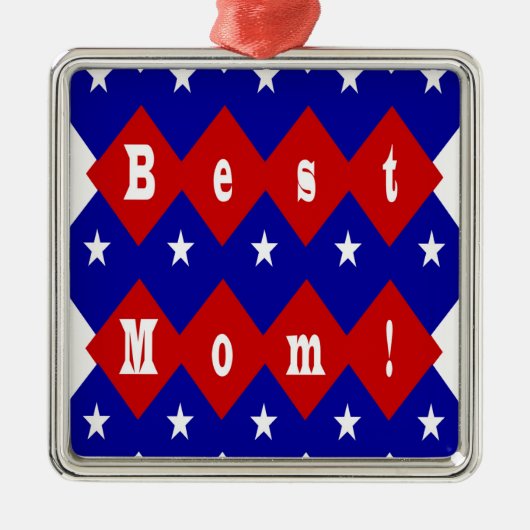 Best Mom in Patriotic Diamond Shape メタルオーナメント (正面)