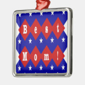 Best Mom in Patriotic Diamond Shape メタルオーナメント (左)