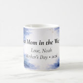 Best Mom in the World Moon Floral Blue Personalize コーヒーマグカップ (中央)