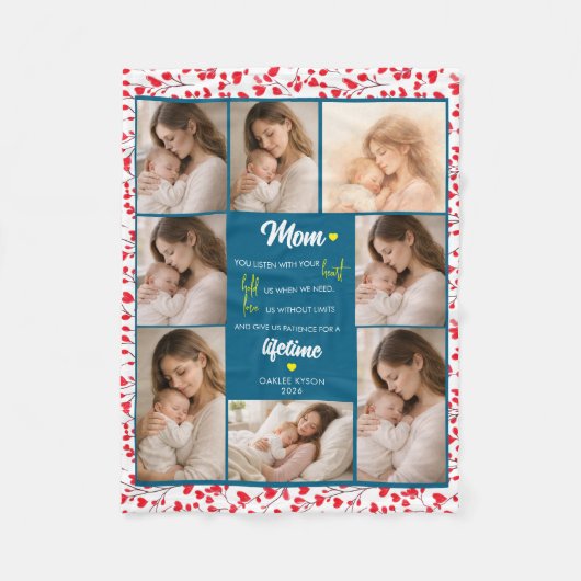 Best Mom in the World | Personalized Photo フリースブランケット (正面)