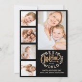 Best Mom In the World Scrip 5 Photos Black サンキューカード (正面)