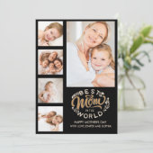 Best Mom In the World Scrip 5 Photos Black サンキューカード (スタンド正面)