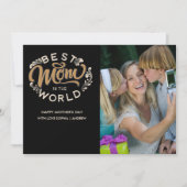 Best Mom in the World Scrip Photo Mom Black サンキューカード (正面)