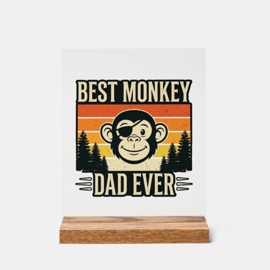 Best Monkey Dad Ever Vintage Monkey Father Shirt_1 アクリルサイン (正面)