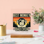 Best Monkey Dad Ever Vintage Monkey Father Shirt_1 アクリルサイン (ウェディング)