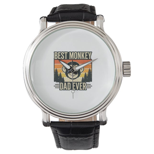 Best Monkey Dad Ever Vintage Monkey Father Shirt_1 腕時計 (正面)