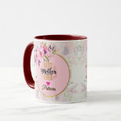 Best Mother Ever - Pink Floral Custom Name マグカップ (正面左)