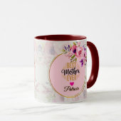 Best Mother Ever - Pink Floral Custom Name マグカップ (正面右)