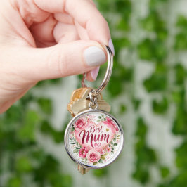 Best Mum Aquarell Blumenherz Design キーホルダー