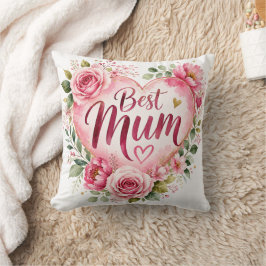 Best Mum Aquarell Blumenherz Design クッション