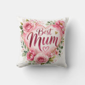 Best Mum Aquarell Blumenherz Design クッション (正面)