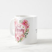 Best Mum Aquarell Blumenherz Design コーヒーマグカップ (正面左)