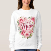 Best Mum Aquarell Blumenherz Design スウェットシャツ (正面)