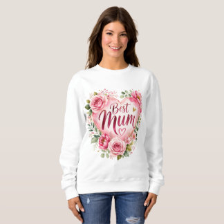 Best Mum Aquarell Blumenherz Design スウェットシャツ