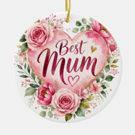 Best Mum Aquarell Blumenherz Design セラミックオーナメント